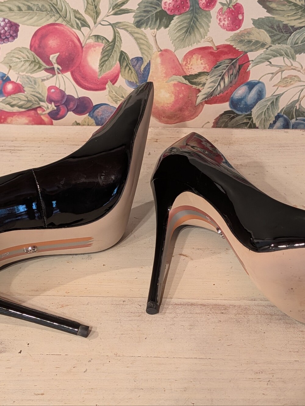 Sam Edelman Black Patent Pointed-Toe Stiletto Heels Sz 8.5 - Picture 8 of 13